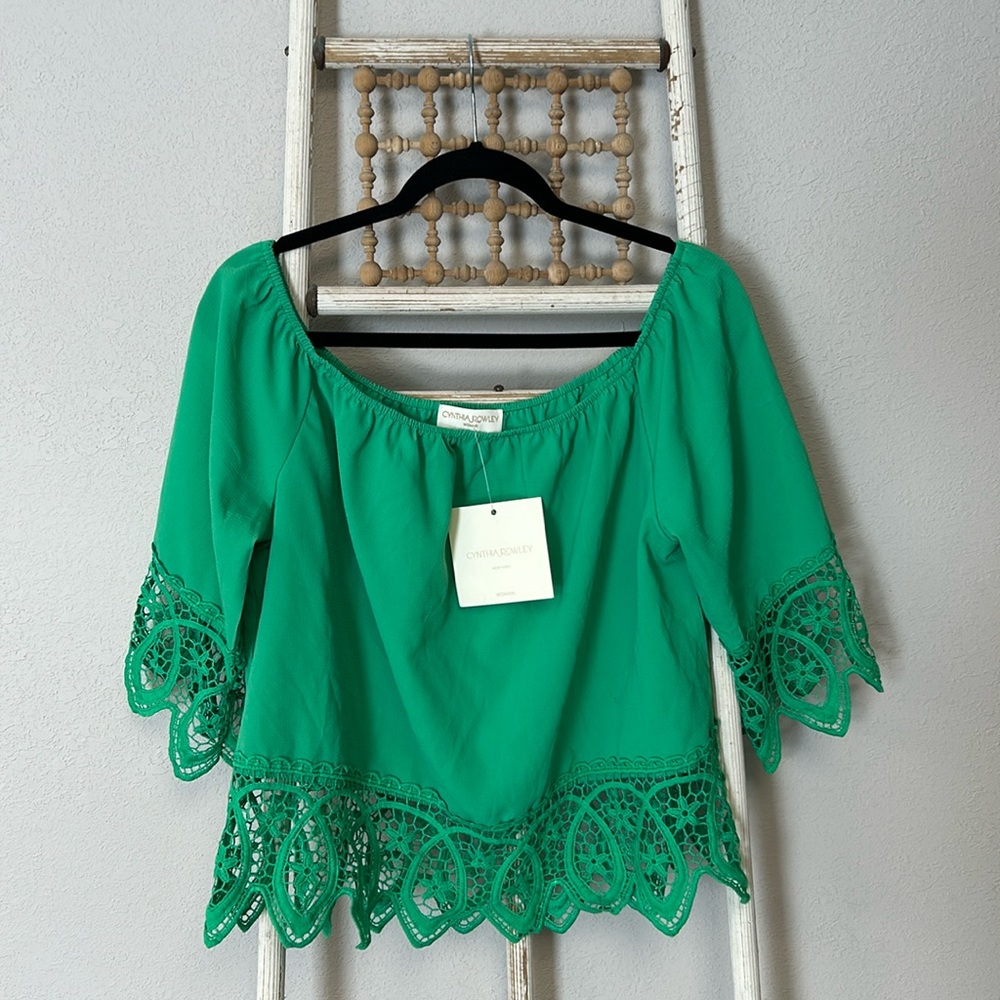 Cynthia Rowley Kelly Green NWT Size Large Lace Top
